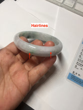 Load image into Gallery viewer, 55.4mm certified Type A 100% Natural light purple with green floating flowers Jadeite Jade bangle AU11-1260