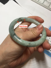 Load image into Gallery viewer, 55mm certified 100% natural Type A light green with green floating flowers round cut jadeite jade bangle BS106-2540