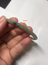 Load image into Gallery viewer, 55.6mm Certified Type A 100% Natural green/black/gray/purple with dark green floating flowers slim round cut Jadeite bangle PD46-5748