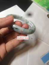 Load image into Gallery viewer, 51.5mm certified 100% natural Type A light green/white with green floating flowers oval jadeite jade bangle AM83-1631