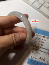 Load image into Gallery viewer, 52.5mm 100% natural certified icy watery light green/white/light purple jadeite jade bangle AU39-8148