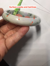 Load image into Gallery viewer, 55.2mm Certified Type A 100% Natural light green/purple/brown with green floating flowers Jadeite Jade bangle F86-6199