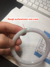 Load image into Gallery viewer, 56mm certified 100% natural type A light green/purple with green fly flowers round cut jadeite jade bangle BN56-3113