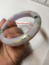 Load image into Gallery viewer, 56mm Certified 100% Natural type A green/light purple carved and golden-painted Jadeite Jade bangle PC70-(8712)