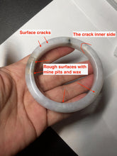 Load image into Gallery viewer, 57mm Certified Type A 100% Natural icy watery white Jadeite Jade bangle BM77-7067