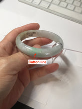 Load image into Gallery viewer, 50.5mm Certified Type A 100% Natural sunny green/white Oval Jadeite Jade bangle F115-0086
