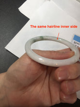 Load image into Gallery viewer, 55.4mm Certified 100% Natural type green/white with green floating flowers round cut Jadeite Jade bangle BK86-4660