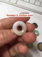 Load image into Gallery viewer, 16-19mm Type A 100% Natural icy watery sunny green white yellow Jadeite Jade safety Guardian ring bead set F134