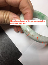 Load image into Gallery viewer, 56 mm Certified type A 100% Natural sunny green/white Jadeite bangle AY84-3462
