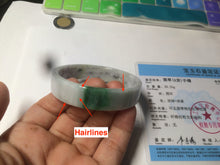 Load image into Gallery viewer, 52.5mm Certified type A 100% Natural sunny green/purple/white square Jadeite Jade bangle AX44-4717