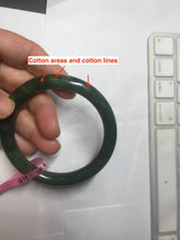Load image into Gallery viewer, 58.5mm 100% Natural dark green nephrite Jade (碧玉) round cut bangle G39
