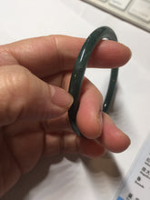 Load image into Gallery viewer, 50.5mm Certified Type A 100% Natural dark green/blue/gray Guatemala slim round cut oval Jadeite bangle BP196-2470