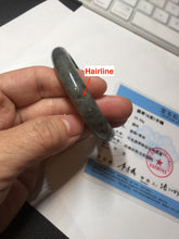 Load image into Gallery viewer, 49mm certified Type A 100% Natural icy watery yellow black(WuJi) oval Jadeite Jade bangle BM115-2675