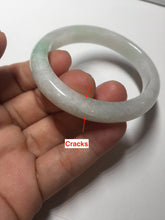 Load image into Gallery viewer, 50mm certified 100% natural Type A icy watery sunny green white (白底青) jadeite jade bangle BN69-9372