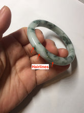 Load image into Gallery viewer, 54mm certified Type A 100% Natural light green with floating green flowers Jadeite Jade bangle AU14-3022