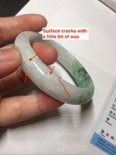 Load image into Gallery viewer, 47mm certified 100% natural Type A sunny green white oval jadeite jade bangle BP49-9340