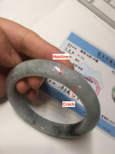 Load image into Gallery viewer, 59mm Certified Type A 100% Natural green gray purple Jadeite Jade bangle AH95-4489
