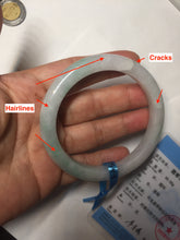 Load image into Gallery viewer, 56.5mm certified 100% natural type A white/light green white purple jadeite jade bangle AH96-0543