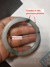 Load image into Gallery viewer, Sold! please don't order. THanks. 57mm certified type A 100% Natural green/brown/purple slim round cut jadeite jade bangle GL38-6-9010