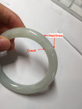Load image into Gallery viewer, 57.7mm certified 100% natural type A icy watery light green white round cut jadeite jade bangle BS84-(1100)