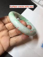 Load image into Gallery viewer, 58.5mm Certified type A 100% Natural sunny green/white Jadeite bangle AY87-3471