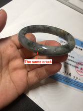 Load image into Gallery viewer, 49mm certified Type A 100% Natural icy watery yellow black(WuJi) oval Jadeite Jade bangle BM115-2675