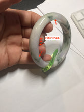 Load image into Gallery viewer, 55.2mm Certified Type A 100% Natural light green/purple/brown with green floating flowers Jadeite Jade bangle F86-6199