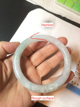 Load image into Gallery viewer, 58mm certified 100% natural type A light green/white round cut jadeite jade bangle AZ101-2808
