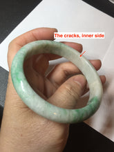 Load image into Gallery viewer, 58.5mm Certified type A 100% Natural sunny green/white Jadeite bangle AY86-3473