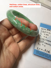 Load image into Gallery viewer, 60mm Certified Type A 100% Natural sunny green gray Jadeite Jade bangle BG234-9885