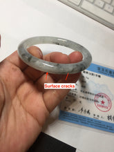 Load image into Gallery viewer, 54.7mm certified Type A 100% Natural icy watery light green with green floating flowers round cut Jadeite Jade bangle BK136-7343