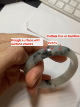 Load image into Gallery viewer, 51.5mm certificated Type A 100% Natural icy watery light green/white with dark green floating flowers chinese ink painting oval Jadeite Jade bangle PB125-7411