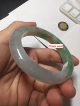 Load image into Gallery viewer, 53.5mm certified 100% natural Type A icy water sunny green/gray/black jadeite jade bangle BP157-5022