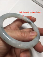Load image into Gallery viewer, 57.5mm Certified Type A 100% Natural icy watery light green with green floating flowers round cut Jadeite Jade bangle AM95-2726