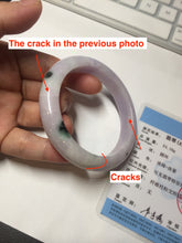 Load image into Gallery viewer, SOld! pleae don't order. Thanks. 55mm certified 100% natural type A sunny green/purple jadeite jade bangle BN86-8721