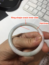 Load image into Gallery viewer, 54.5mm Certified type A 100% Natural light green white purple slim round cut Jadeite bangle BN20-9106