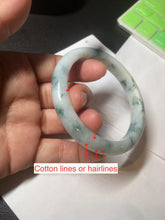 Load image into Gallery viewer, 55.5mm certificated Type A 100% Natural light green/white with green floating flowers Jadeite Jade bangle AM82-1632