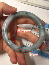 Load image into Gallery viewer, 55mm Certified Type A 100% Natural light green purple with floating flowers Jadeite bangle AY128-6647