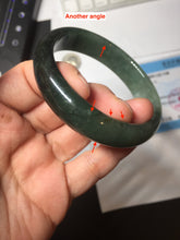Load image into Gallery viewer, 55.5mm Certified Type A 100% Natural oily dark green(老油青)/gray Jadeite bangle BG230-0389