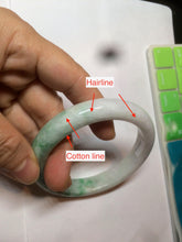 Load image into Gallery viewer, 59.7mm Certified 100% natural type A sunny green white/light purple jadeite jade bangle Z137-5420