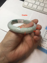 Load image into Gallery viewer, 54.6mm Certified Type A 100% Natural white/light green with grenn floating flowers Jadeite Jade bangle E154-2437