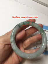 Load image into Gallery viewer, 55.3mm certified 100% natural Type A light green purple with green floating flowers round cut jadeite jade bangle BS110-2523