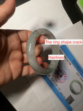 Load image into Gallery viewer, 53.5mm certified 100% natural Type A icy watery green/gray jadeite jade bangle AF86-0223