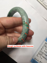 Load image into Gallery viewer, 60.5mm certified Type A 100% Natural sunny green gray black Jadeite Jade bangle BS81-9872