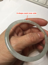 Load image into Gallery viewer, 58.5mm Certified Type A 100% Natural icy watery white/light green flat slim Jadeite Jade bangle BG223-8575