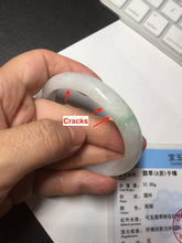 Load image into Gallery viewer, 47mm certified 100% natural Type A icy watery sunny green white oval jadeite jade bangle BP47-9362