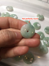 Load image into Gallery viewer, 18-23.5mm Type A 100% Natural light green sunny green white Jadeite Jade Safety Guardian Button donuts Pendant group AA67