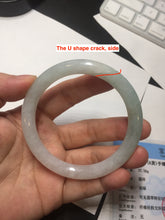 Load image into Gallery viewer, 56mm certified 100% natural type A icy watery white/light green round cut jadeite jade bangle BH83-9114