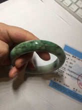 Load image into Gallery viewer, 57.7mm certified 100% natural type A sunny green/black jadeite jade bangle AU52-0234