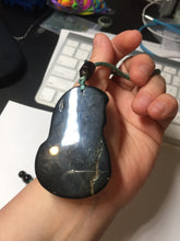 Load image into Gallery viewer, 100% Natural dark green/black jadeite jade(Mocui, 墨翠) GuanYin(观音) Pendant/handhold worry stone BL130
